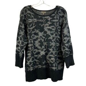 Apropos Women’s Round Neck Above Wrist Sleeve Black/Gray Sweater Large